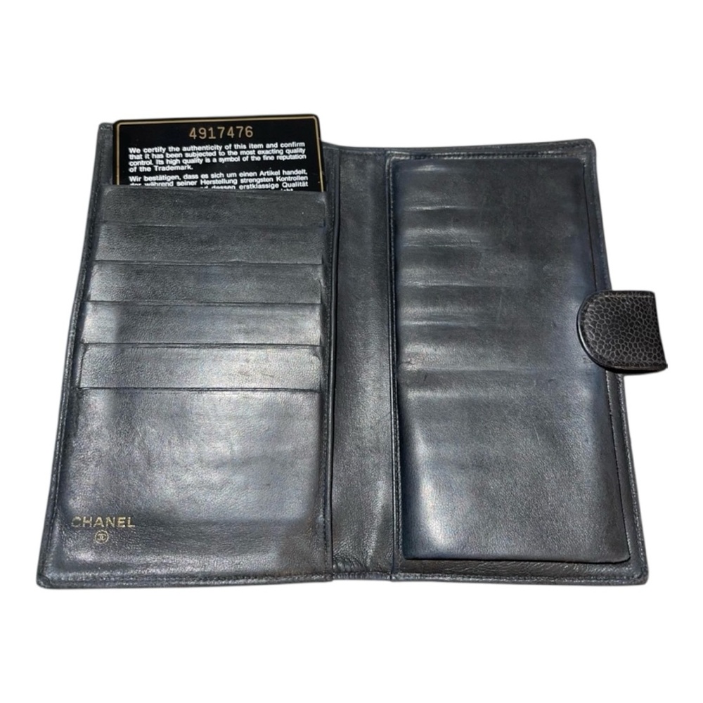 ✨💎CHANEL💎✨BLACK CALFSKIN LONG KISSLOCK WALLET WITH CARD AND BOX! - Picture 2 of 7